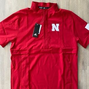 Adidas‎ Nebraska Cornhuskers Game Mode 1/2 Zip SS Jacket EC3127 Mens Size S
